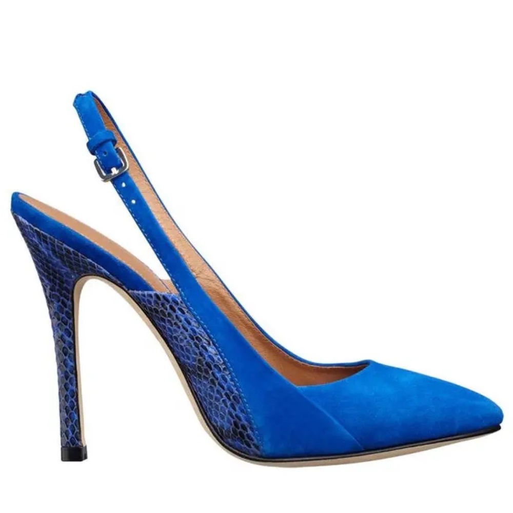 Sigerson Morrison Blue Snakeskin leather sling back Heels